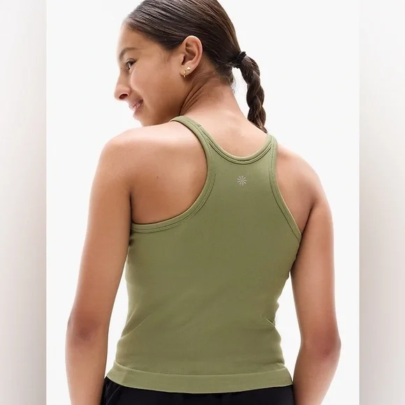 NWT New ATHLETA GIRL Rise Above Rib Cami Shelf Bra Racerback Tank Top M 8 10 - Picture 2 of 7
